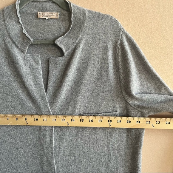 Maglificio Musetti GrayMade in Italy Cashmere Silk Wool Blend Cardigan in 5 or L - Picture 14 of 16